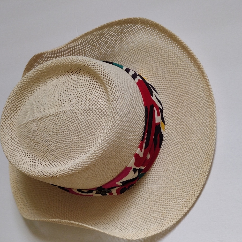 Kangol Unisex Straw Panama Hat w/ Colorful Linen Band EUC - Picture 7 of 16
